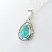 Side View Silver White Water Turquoise Tear Necklace