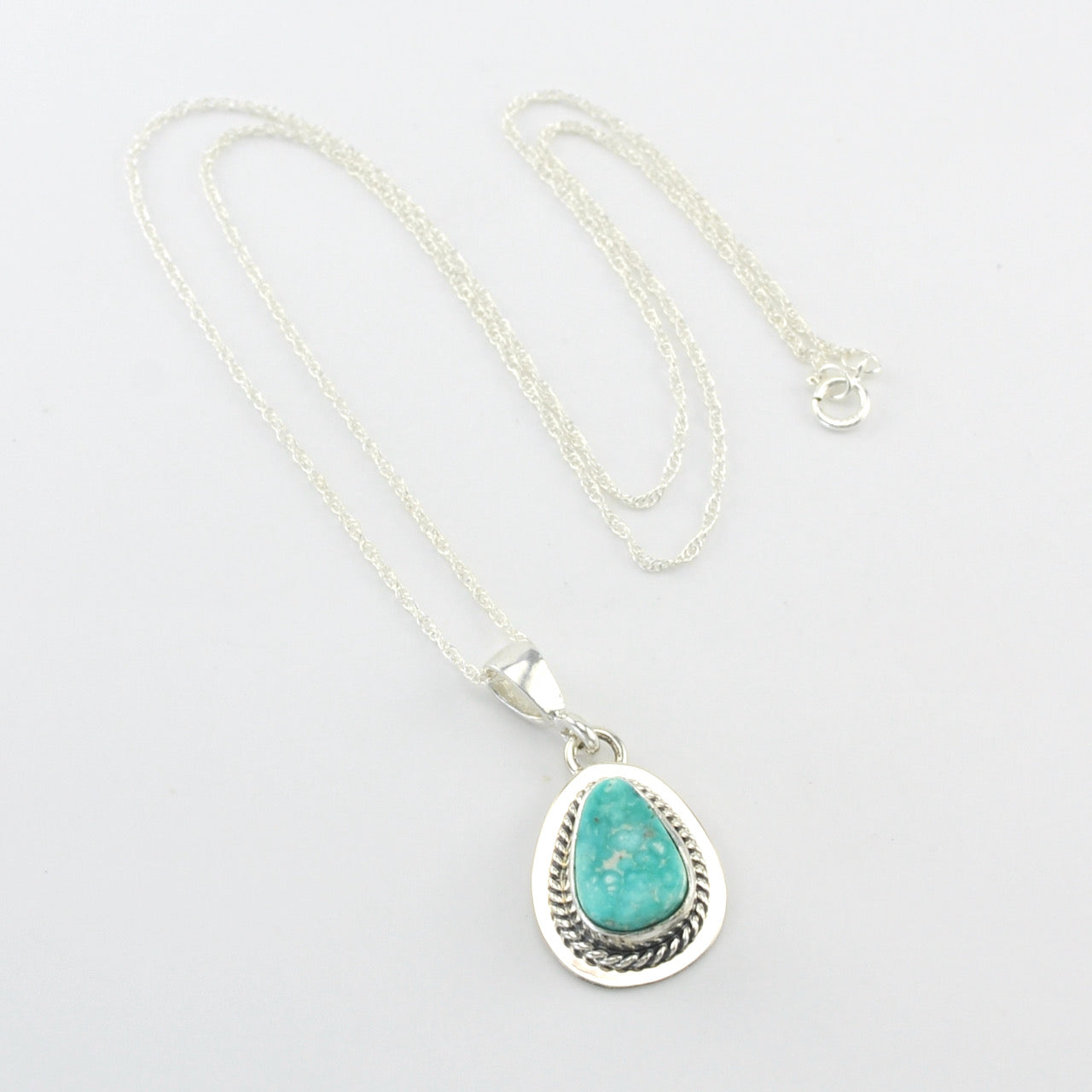 Silver White Water Turquoise Tear Necklace