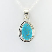 Alt View Silver Kingman Turquoise Oval Necklace