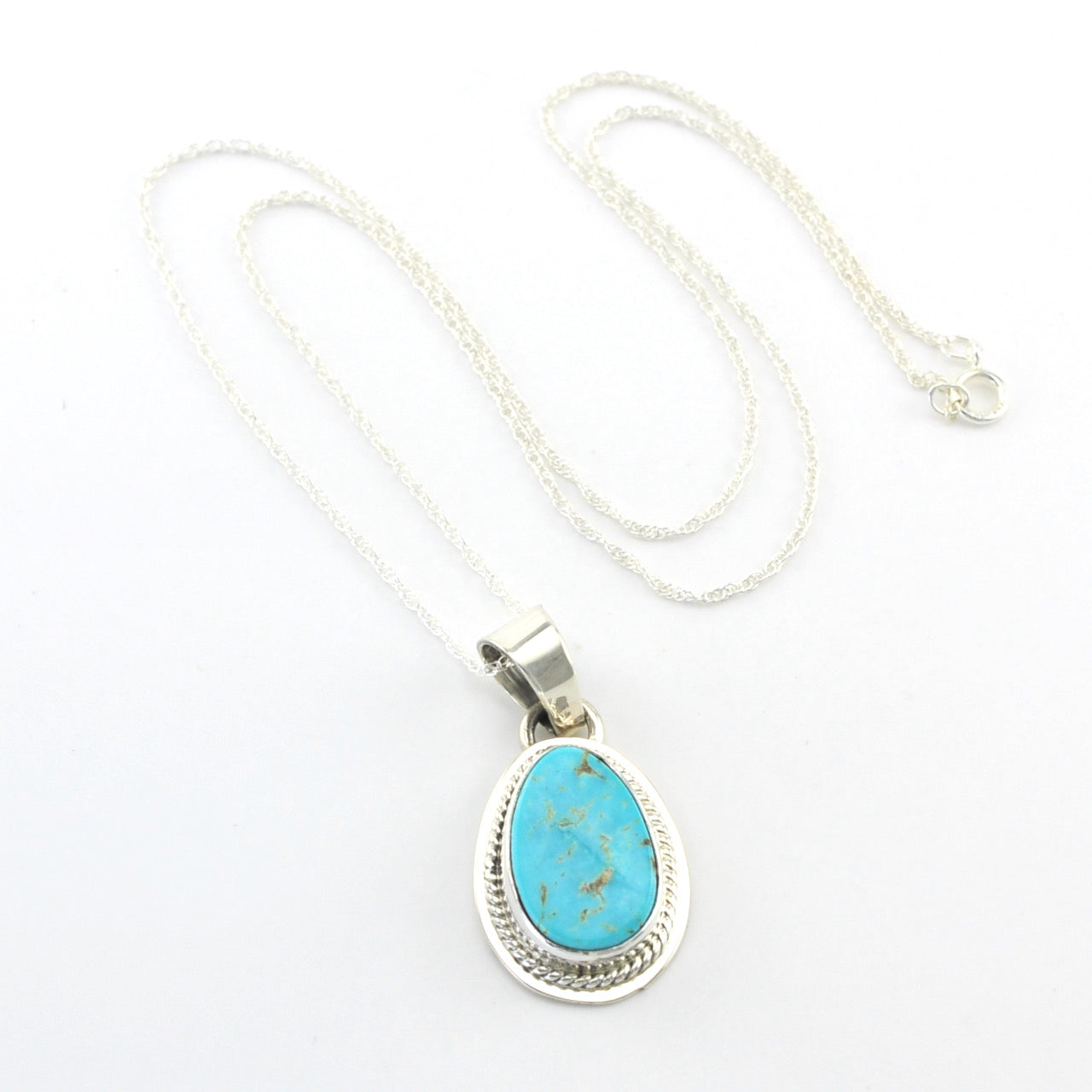 Silver Kingman Turquoise Oval Necklace