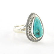 Alt View Silver White Water Turquoise Tear Ring