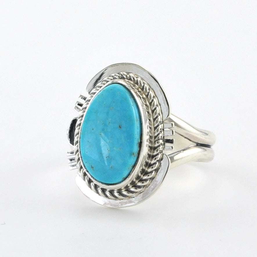 Silver Kingman Turquoise Oval Ring