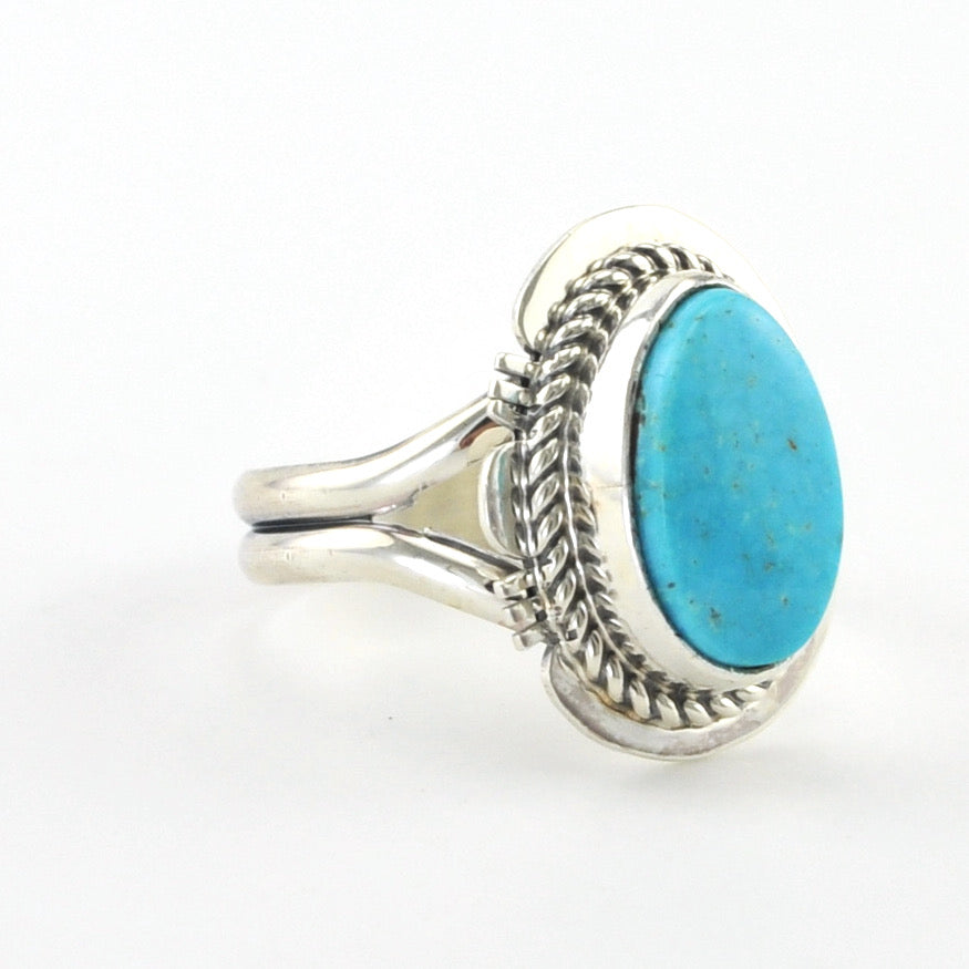 Alt View Silver Kingman Turquoise Oval Ring