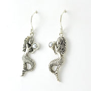 Silver Mermaid with Pearl Dangle Earrings