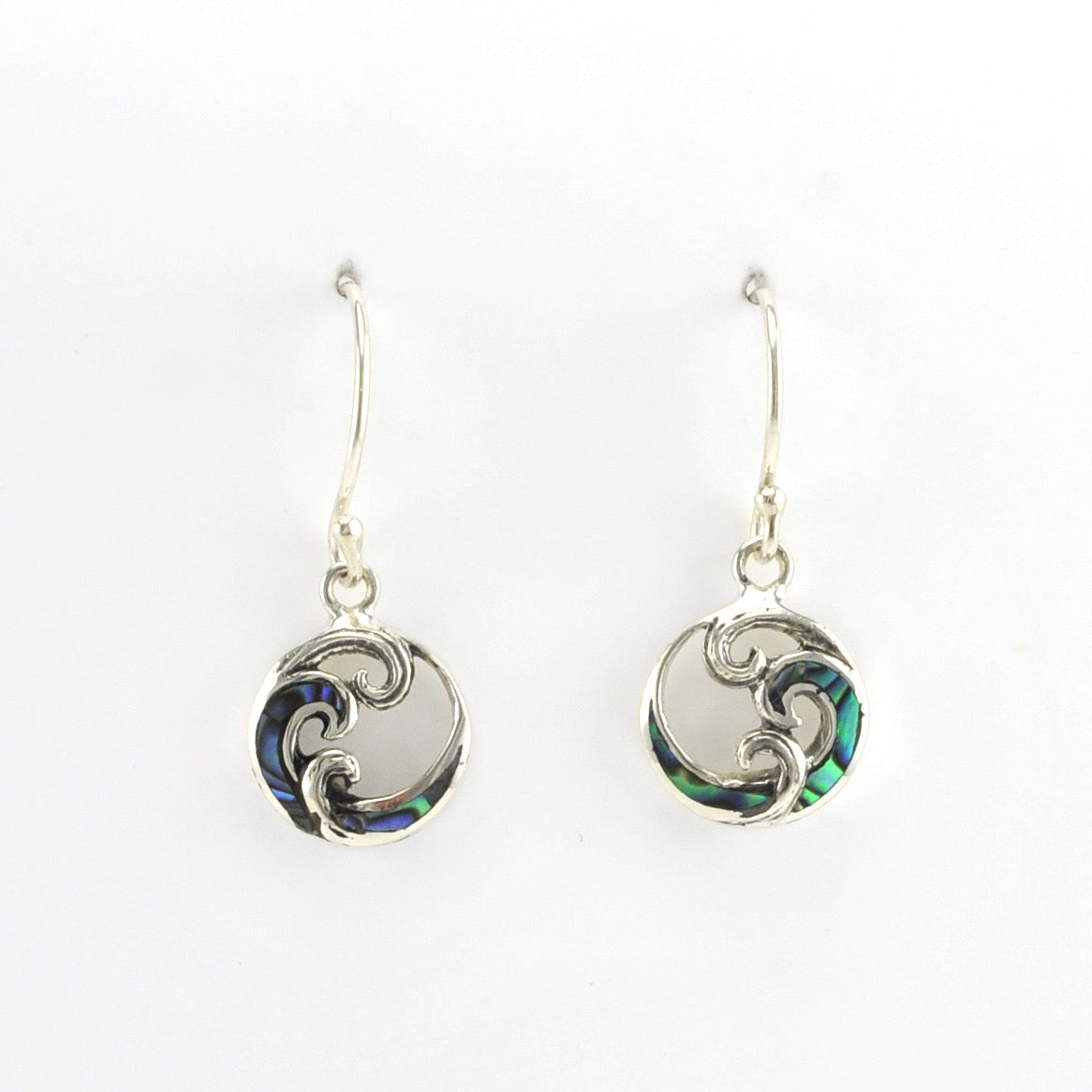Alt View Silver Abalone Wave Small Dangle Earrings
