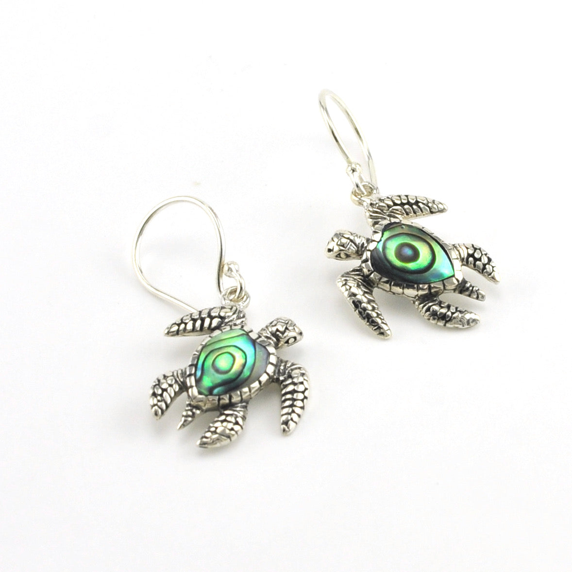 Silver Sea Turtle with Abalone Earrings