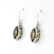 Side View Silver Citrine Marquise Bali Earrings