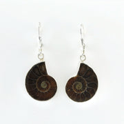 Alt View Silver Ammonite Dangle Earrings