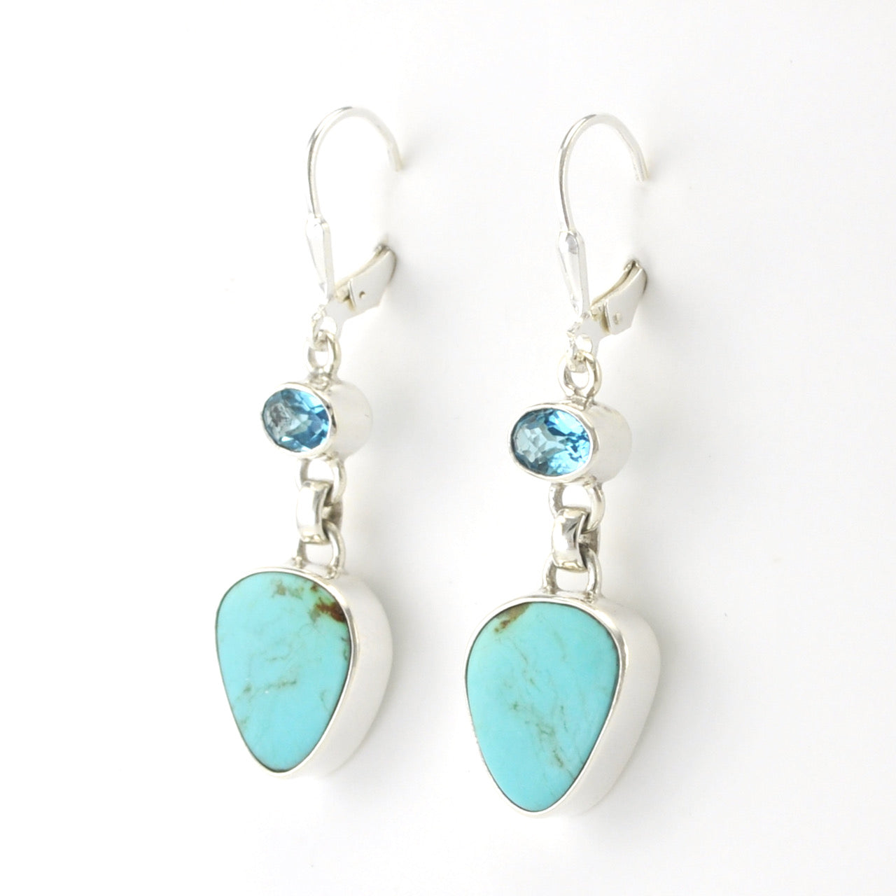 Silver Topaz Arizona Turquoise Earrings