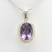Alt View Sterling Silver Amethyst 10x14mm Oval Pendant