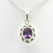 Alt View Sterling Silver Amethyst 8x10mm Oval Pendant