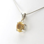 Silver Citrine 8x10mm Oval Prong Set Pendant