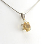 Side View Silver Citrine 8x10mm Oval Prong Set Pendant