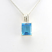 Alt View ilver Blue Topaz 8x10mm Rectangle Necklace