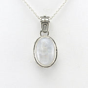 Alt View Silver Moonstone 10x14mm Oval Bali Necklace