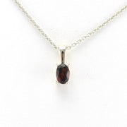 Alt View Silver Garnet 4x6mm Oval Necklace