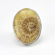 Alt View Sterling Silver Ammonite Oval Bali Ring 