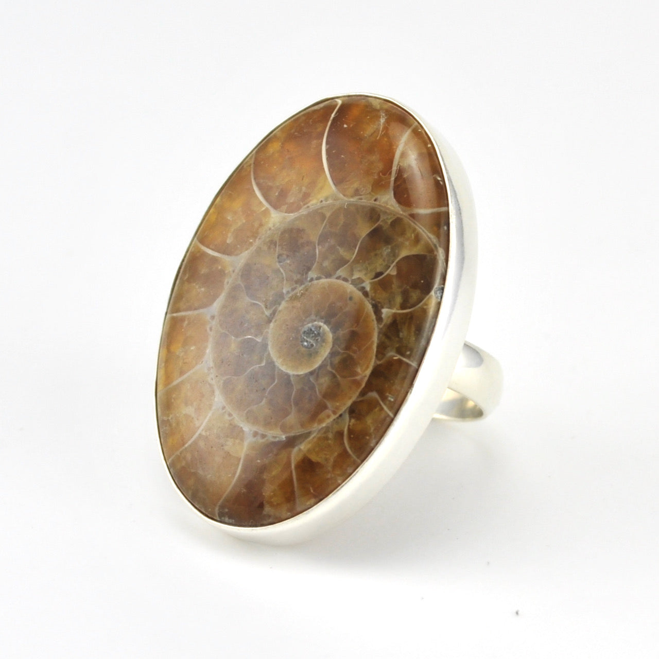 Sterling Silver Ammonite Oval Ring