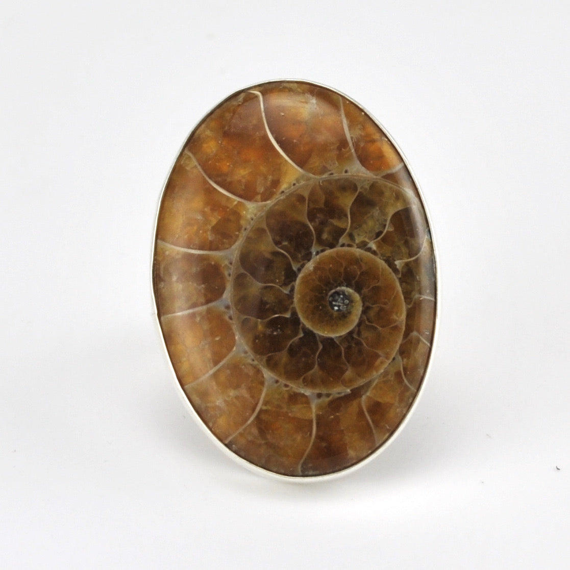 Alt View Sterling Silver Ammonite Oval Ring