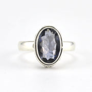 Alt View Silver Iolite Oval Bali Ring