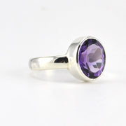 Side View Silver Amethyst 9x11mm Oval Ring