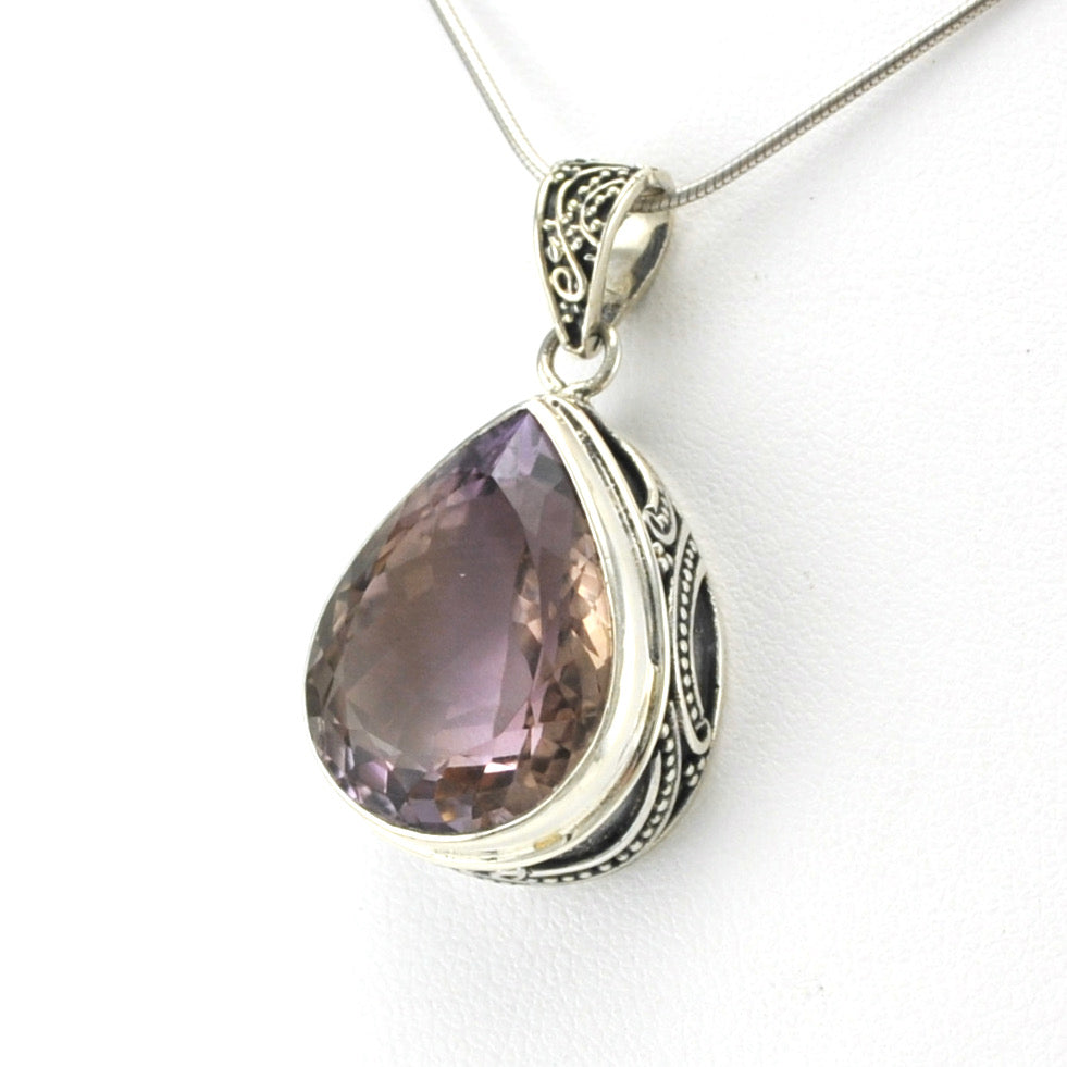 Silver Ametrine 14x18mm Tear Bali Pendant