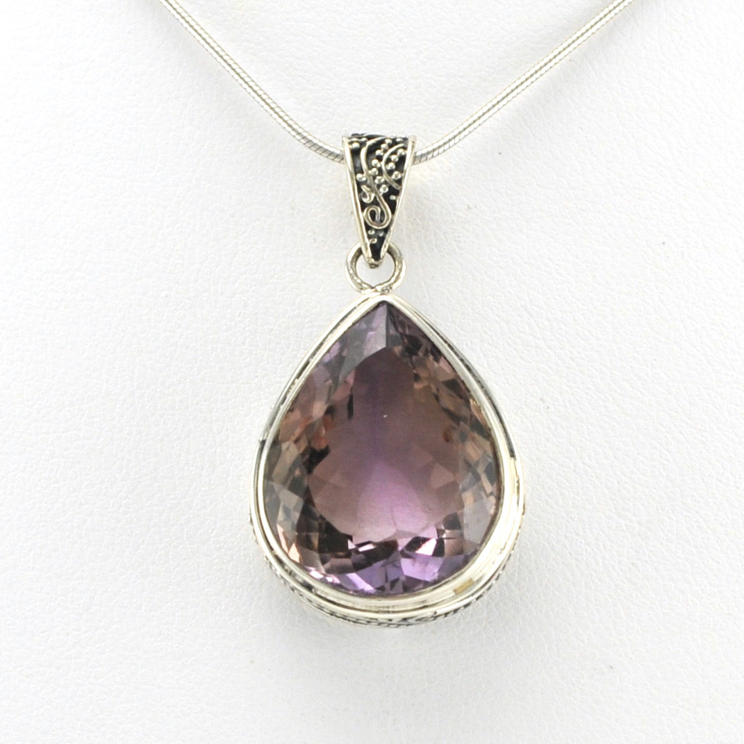 Alt View Silver Ametrine 14x18mm Tear Bali Pendant