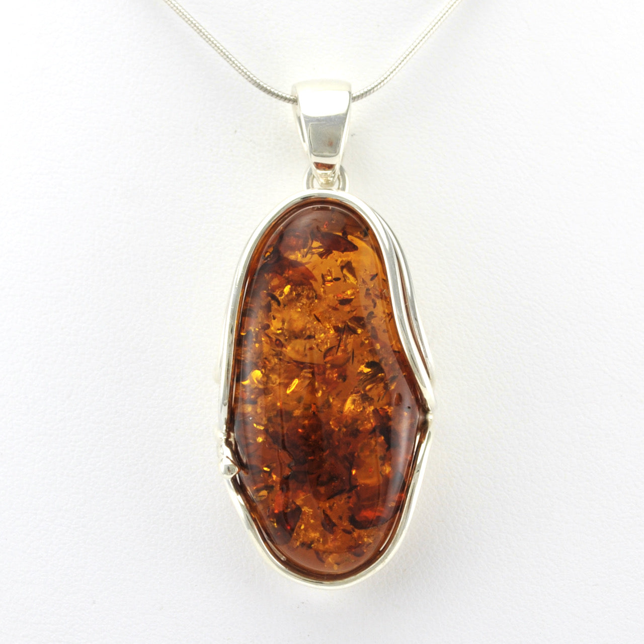Alt View Sterling Silver Amber Oval Pendant