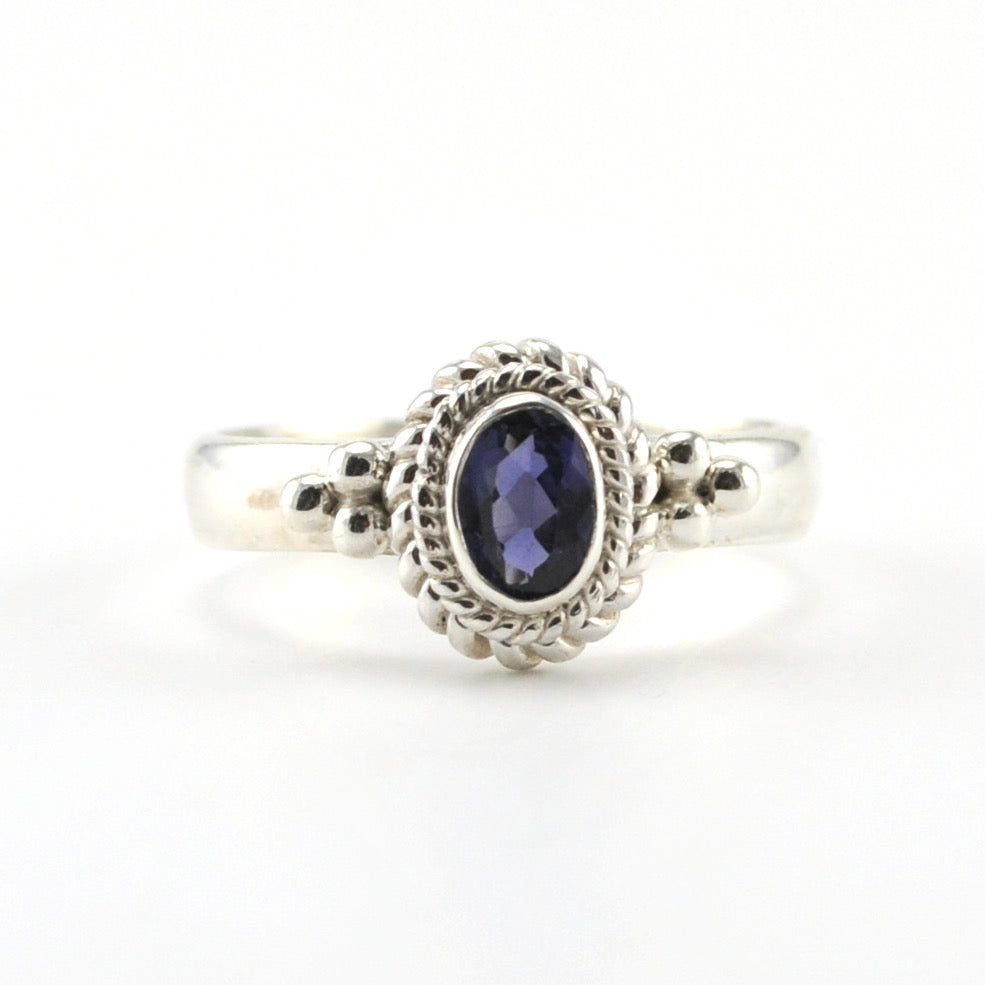 Alt View Sterling Silver Iolite 4x6mm Oval Ring