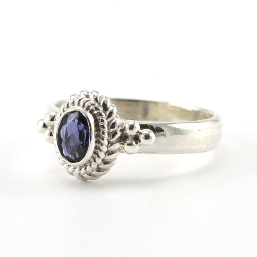 Sterling Silver Iolite 4x6mm Oval Ring