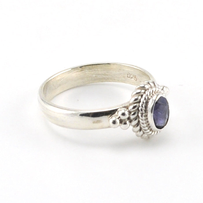 Side View Sterling Silver Iolite 4x6mm Oval Ring