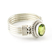Side View Sterling Silver Peridot 6x8mm Oval Ring