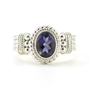 Alt View Sterling Silver Iolite 6x8mm Oval Ring