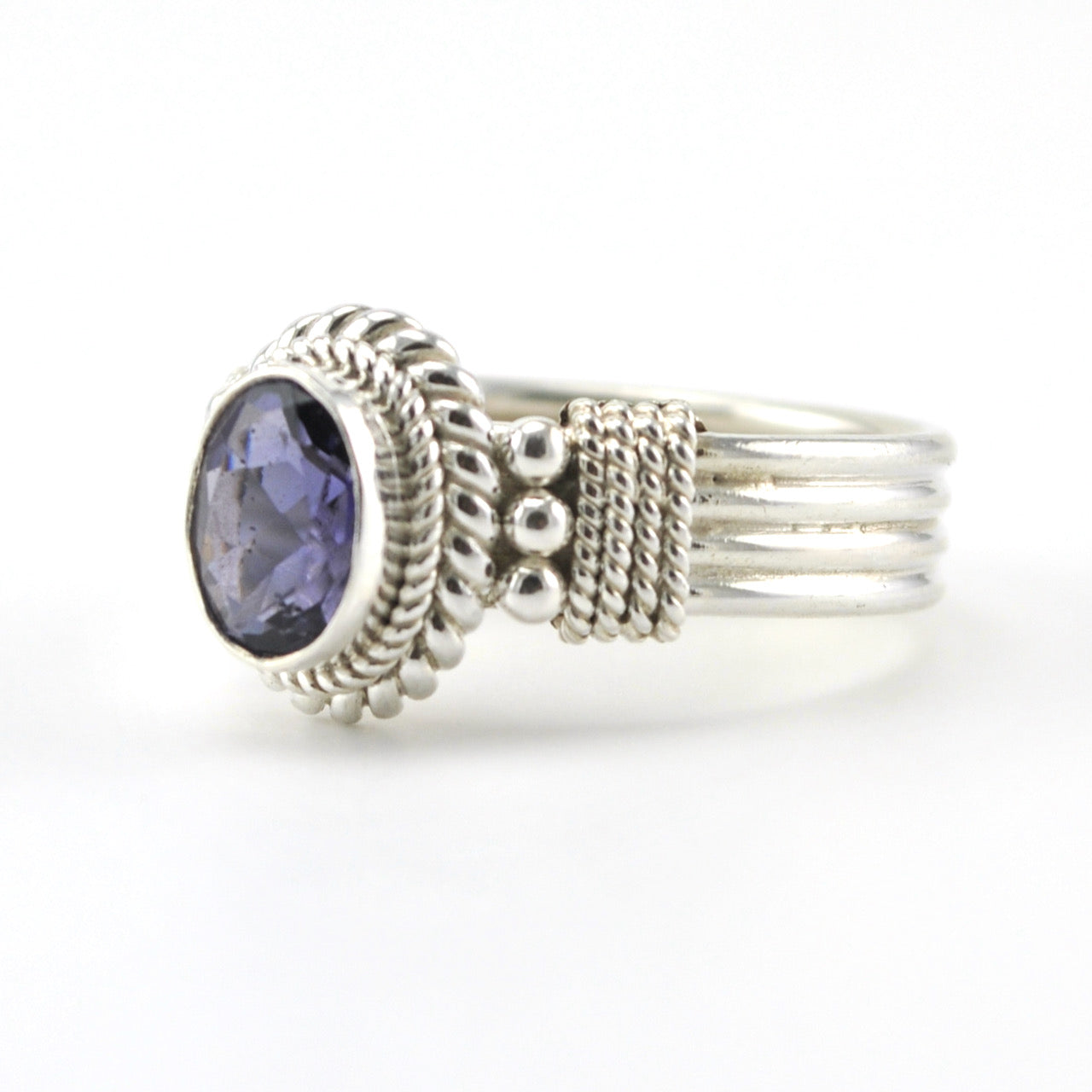 Sterling Silver Iolite 6x8mm Oval Ring