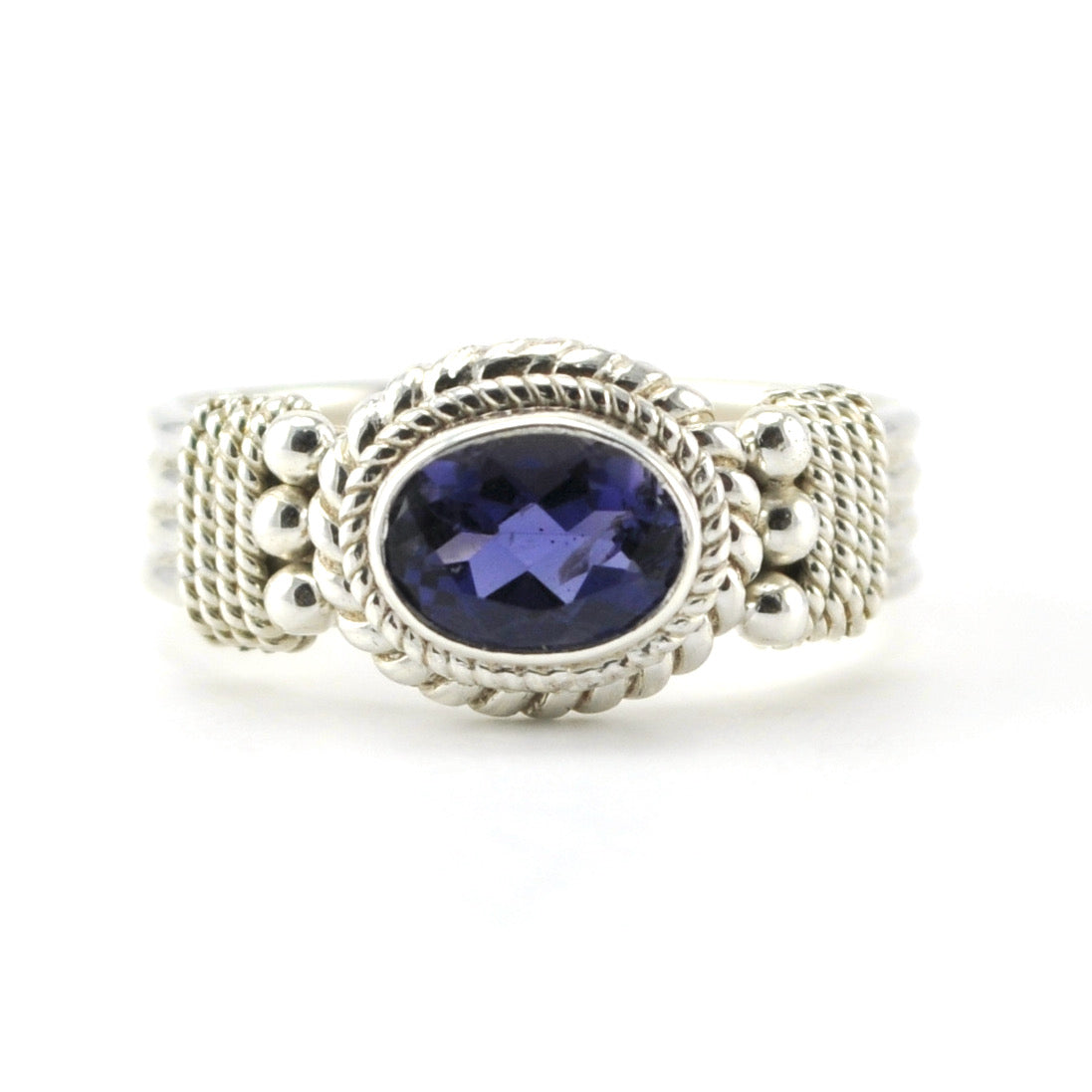 Alt View Sterling Silver Iolite 6x8mm Oval Ring