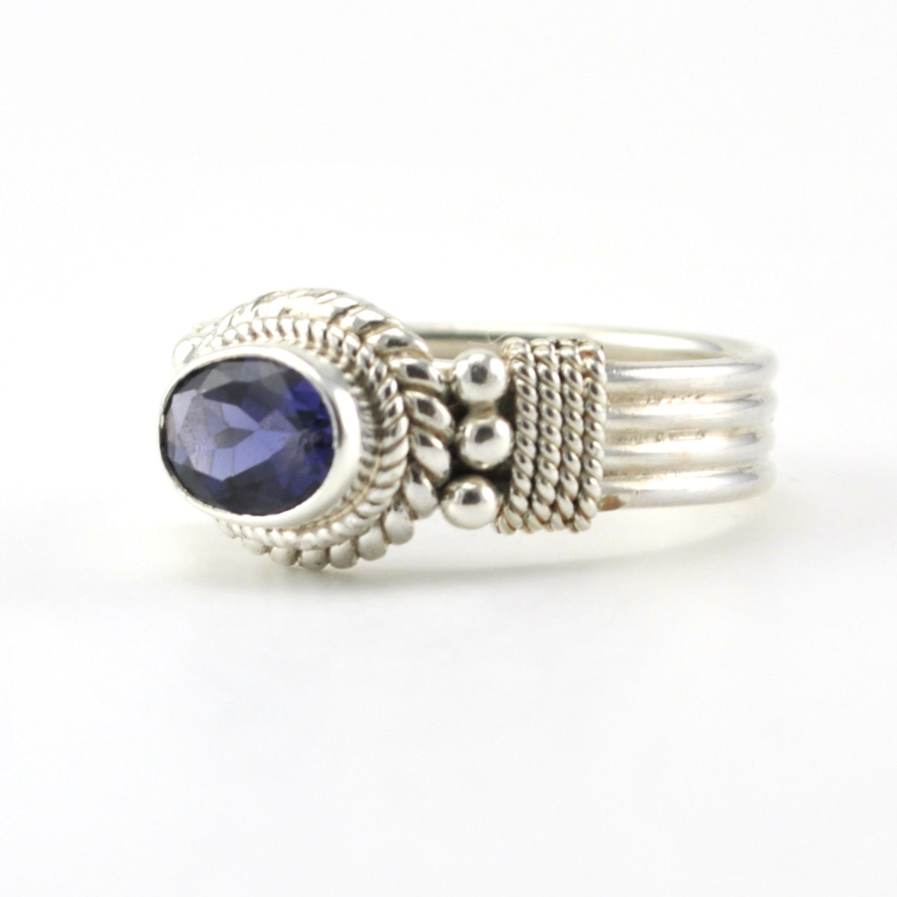 Sterling Silver Iolite 6x8mm Oval Ring