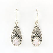 Alt View Sterling Silver Created White Opal Tear Bali Earrings