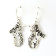 Side View Sterling Silver Mermaid Dangle Earrings