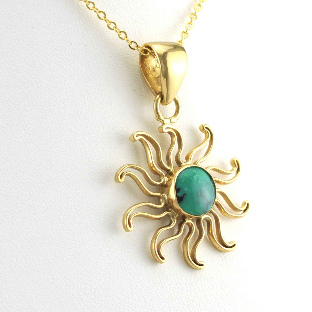Side View Alchemía Turquoise Small Sun Pendant
