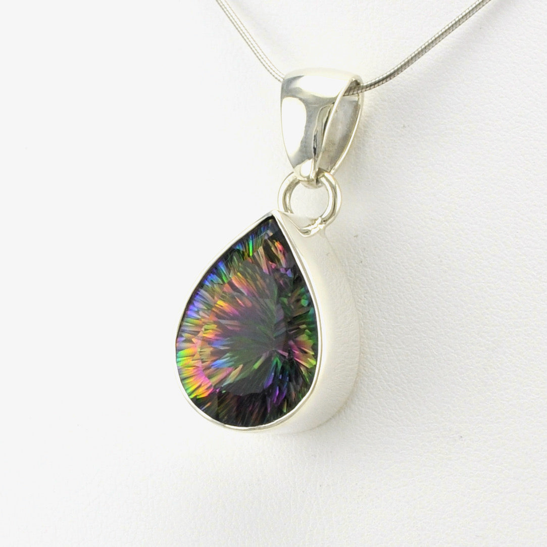 Sterling Silver Mystic Quartz Tear Pendant