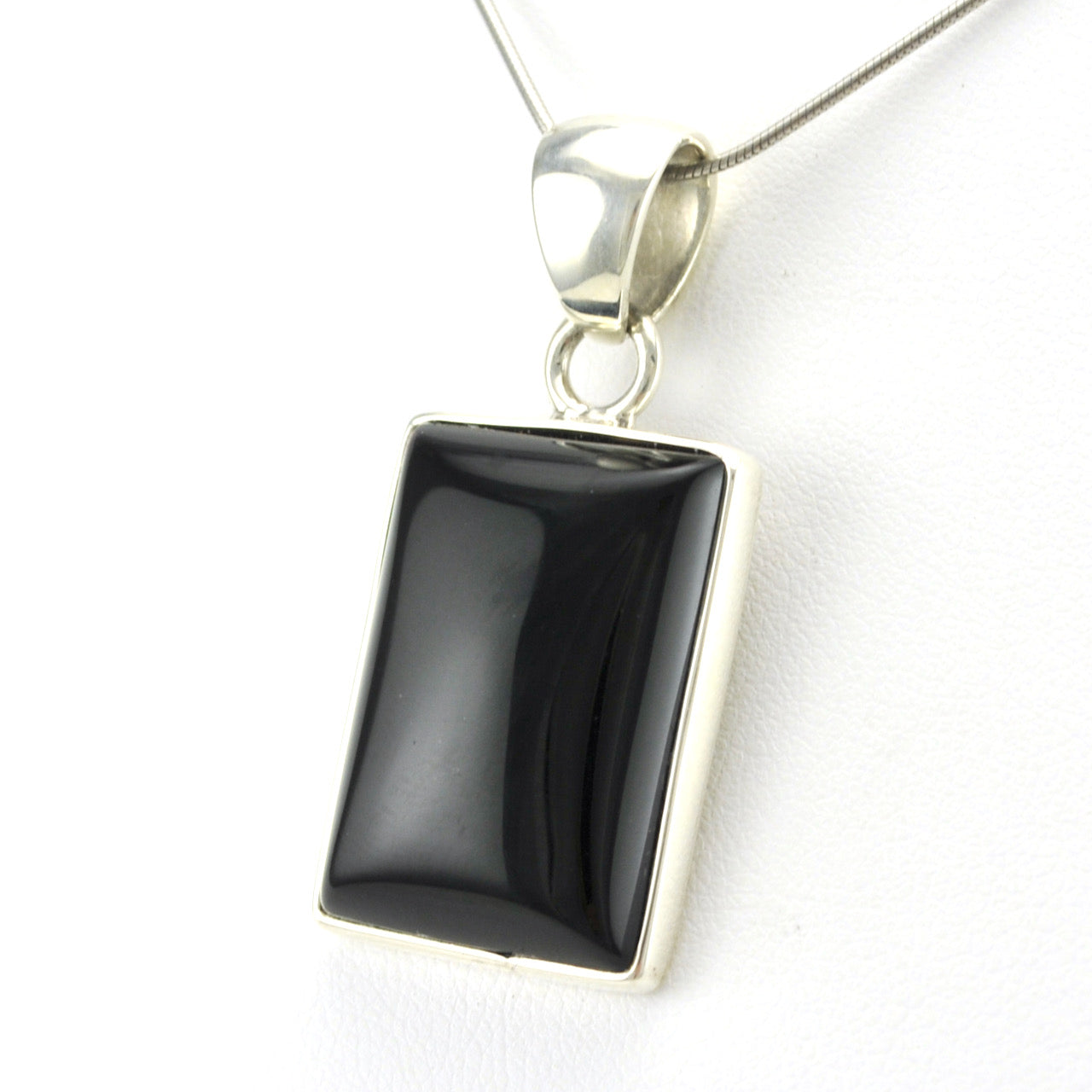 Sterling Silver Black Onyx Rectangle Pendant