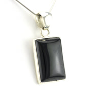 Side View Sterling Silver Black Onyx Rectangle Pendant