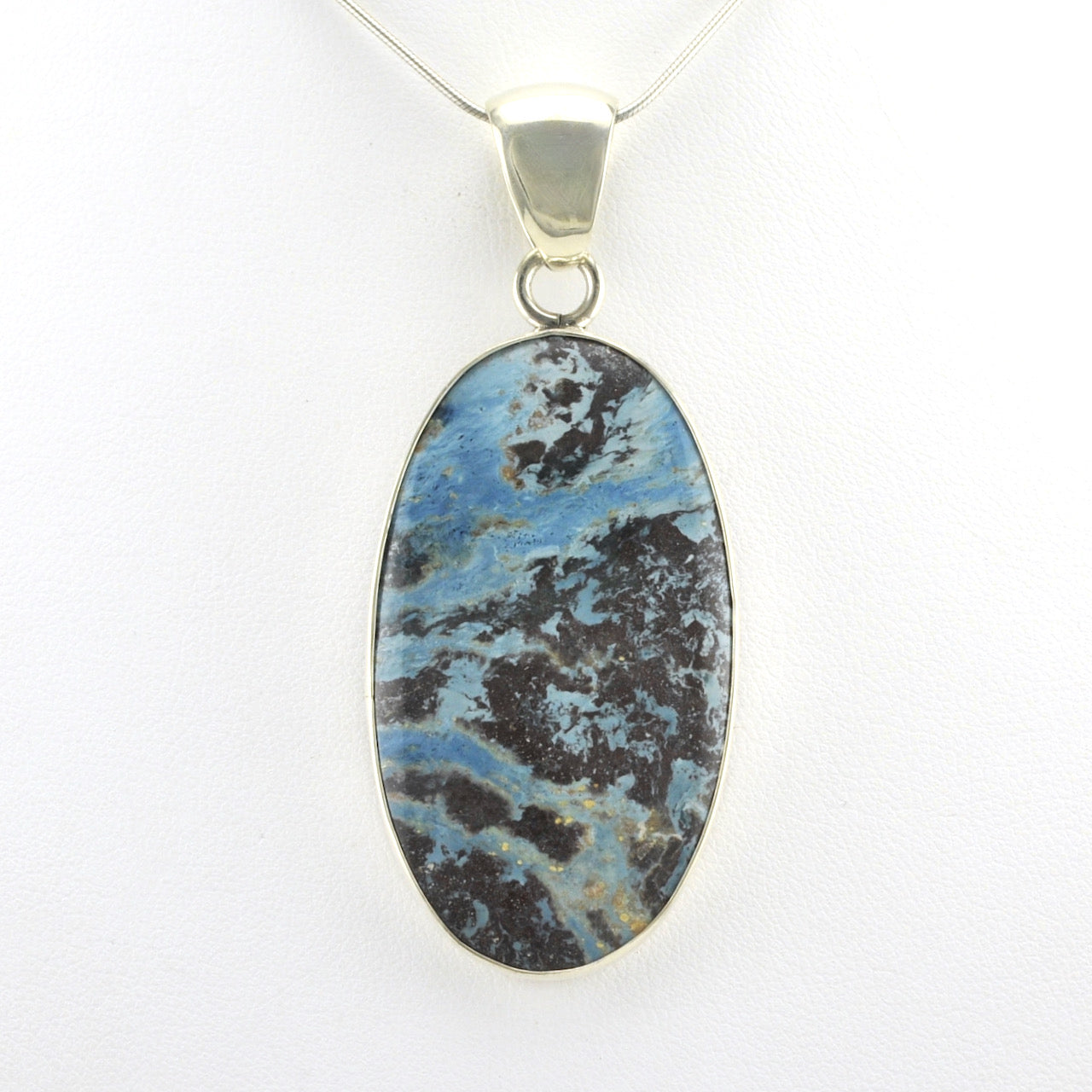 Alt View Sterling Silver Aztec Lapis Oval Pendant