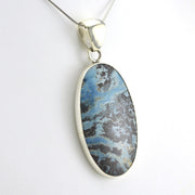 Side View Sterling Silver Aztec Lapis Oval Pendant