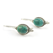 Sterling Silver Turquoise Oval Rope Dangle Earrings