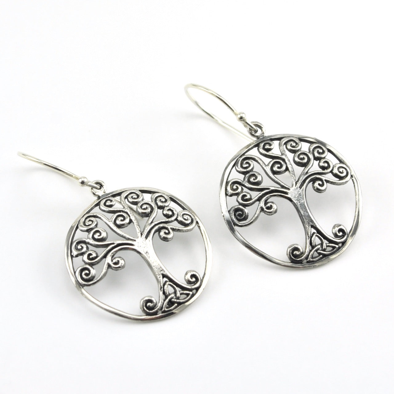 Sterling Silver Curly Branch Tree Dangle Earrings