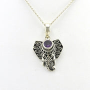 Alt View Sterling Silver Amethyst Elephant Necklace