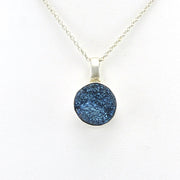 Alt View Sterling Silver Titanium Druzy Agate Round Necklace