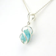Side View Sterling Silver Larimar Nugget Necklace