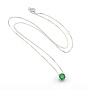 Sterling Silver Created Emerald 2ct Round Necklace